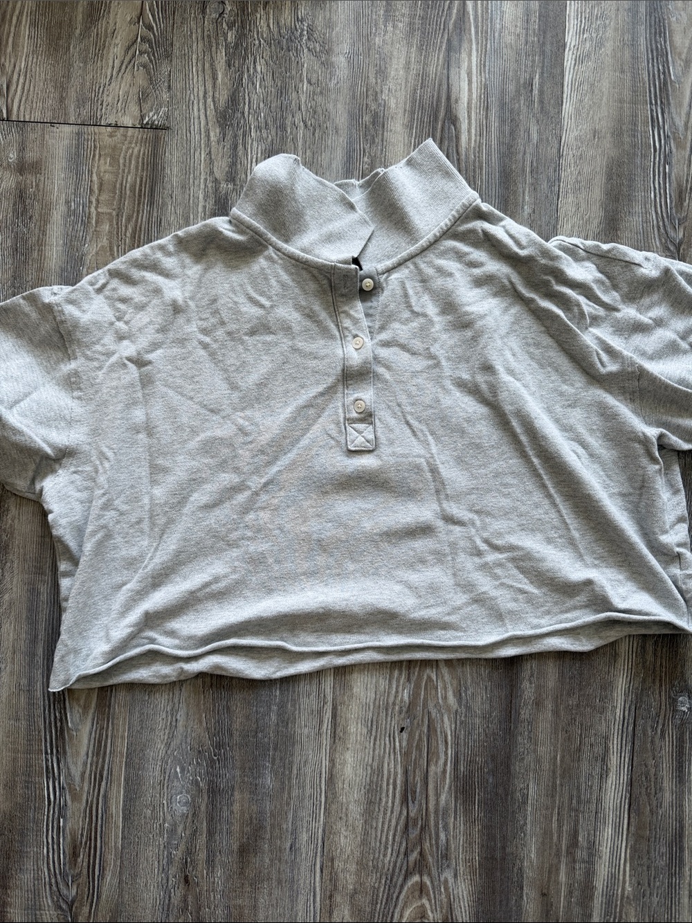 aerie Light Gray Mock Neck Crop Polo